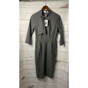MUXXN Womens Charcoal Grey 3/4‎ Sleeve Stretch Dress MediumMod 60's Old Money